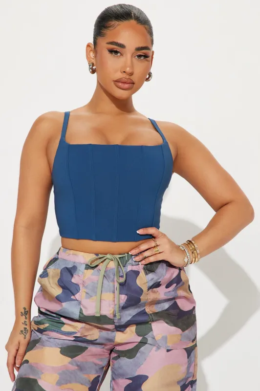 Totally Thriving Corset Top - Denim sold by Fashion Nova
