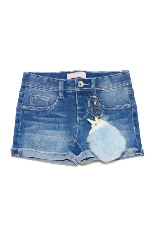 Mini Denim Pom Pom Shorts - Medium Wash made by Fashion Nova