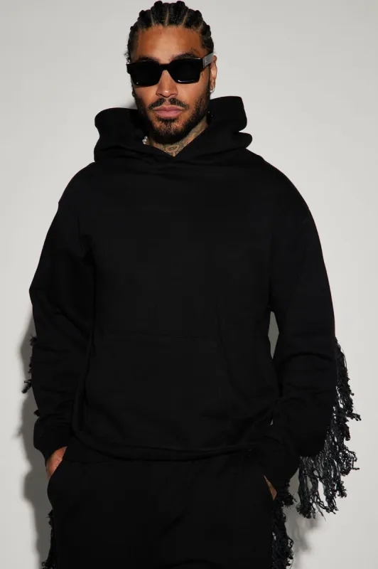 Tyson Fringe Hoodie - Black sold by Fashion Nova