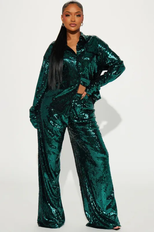 All In Sequin Pant Set - Emerald sold by Fashion Nova
