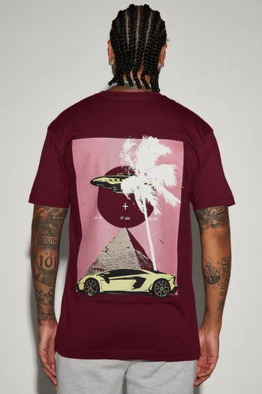 Greatness Short Sleeve Tee - Burgundy sold by Fashion Nova