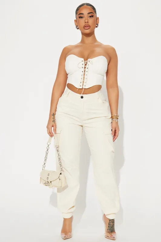 Can't Handle Me Cargo Jogger - Ivory sold by Fashion Nova