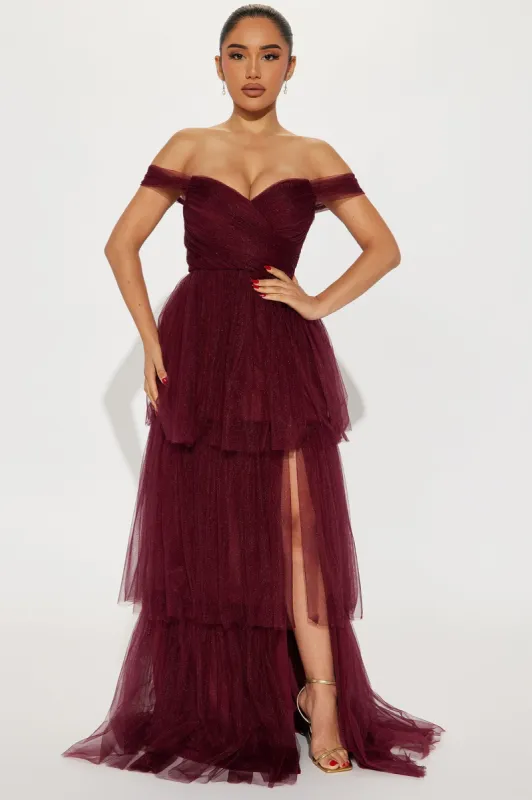Miss Tiff Tulle Gown - Burgundy sold by Fashion Nova