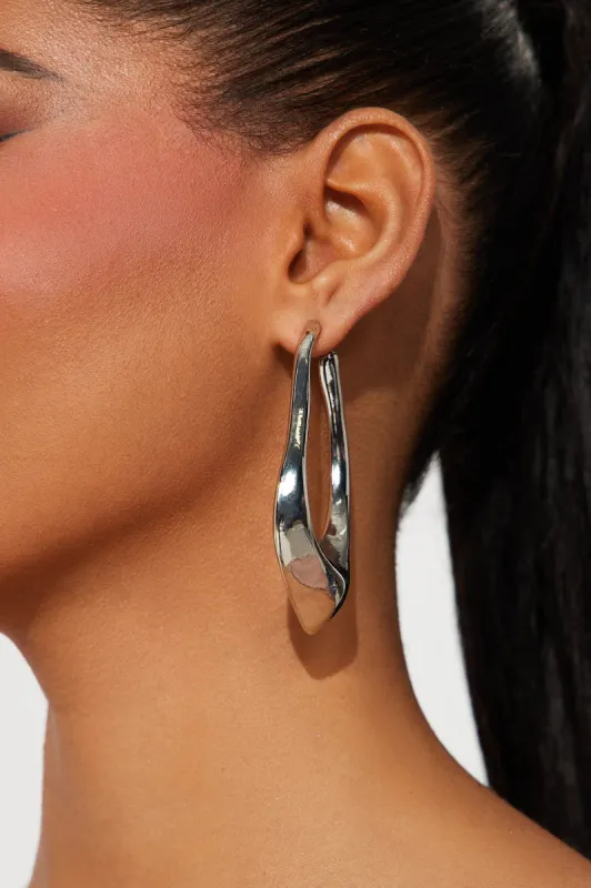 Veronica Abstract Hoop Earrings - Silver sold by Fashion Nova