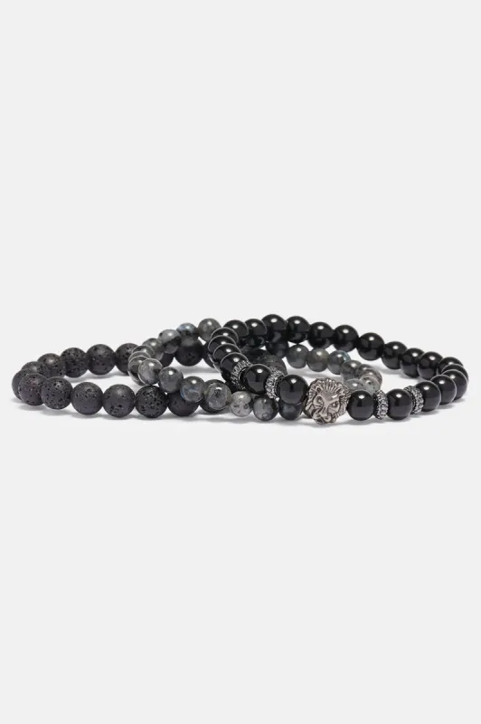 Trifling Beaded Bracelet Set - Black/combo sold by Fashion Nova