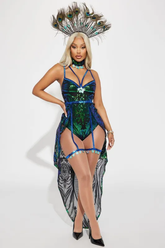 Pretty Peacock Princess 3 Piece Costume Set - Green sold by Fashion Nova