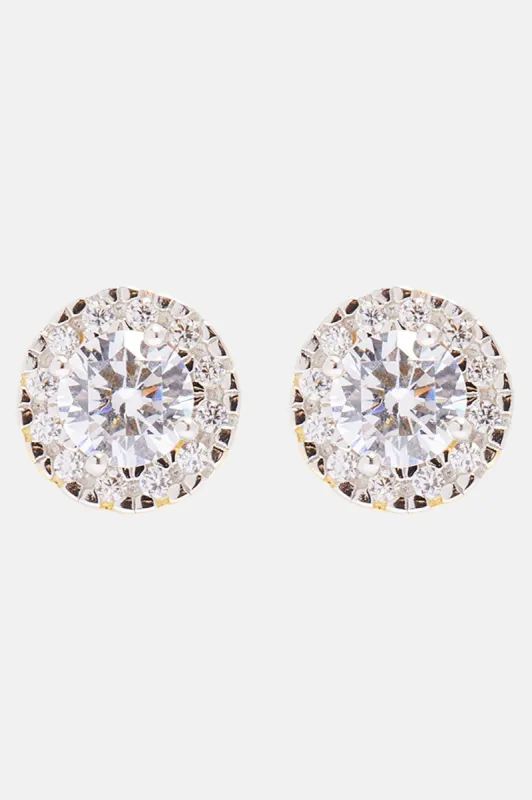 8mm Round Solitaire Cubic Zirconia Earring Set - Gold sold by Fashion Nova