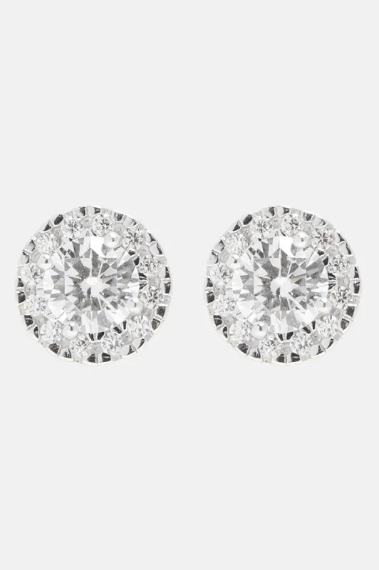 8mm Round Solitaire Cubic Zirconia Earring Set - Silver sold by Fashion Nova