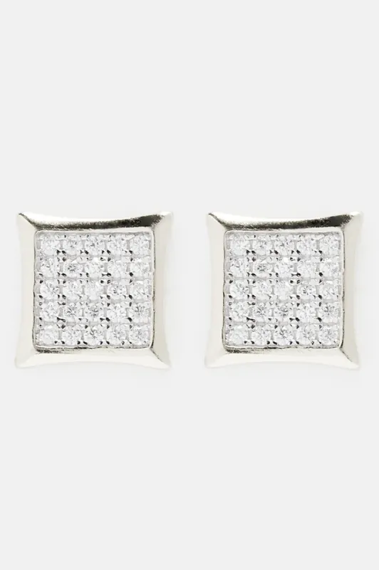 8mm Square Pave Cubic Zirconia Earring Set - Silver sold by Fashion Nova