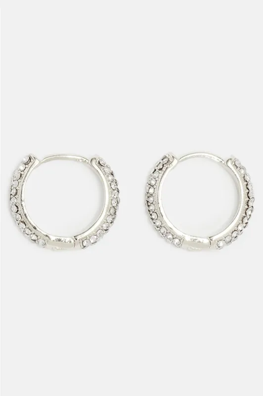Iced Hoop Earring Set - Silver sold by Fashion Nova