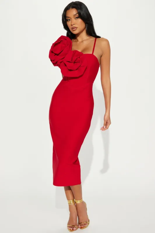 Mary Bandage Midi Dress - Red sold by Fashion Nova