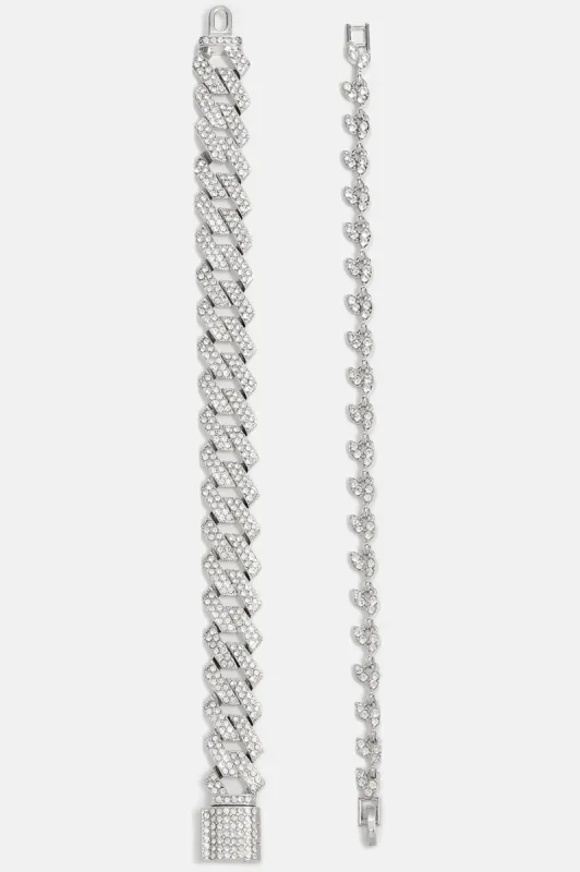 Glitz And Glamour 2 Piece Bracelet Set  - Silver sold by Fashion Nova