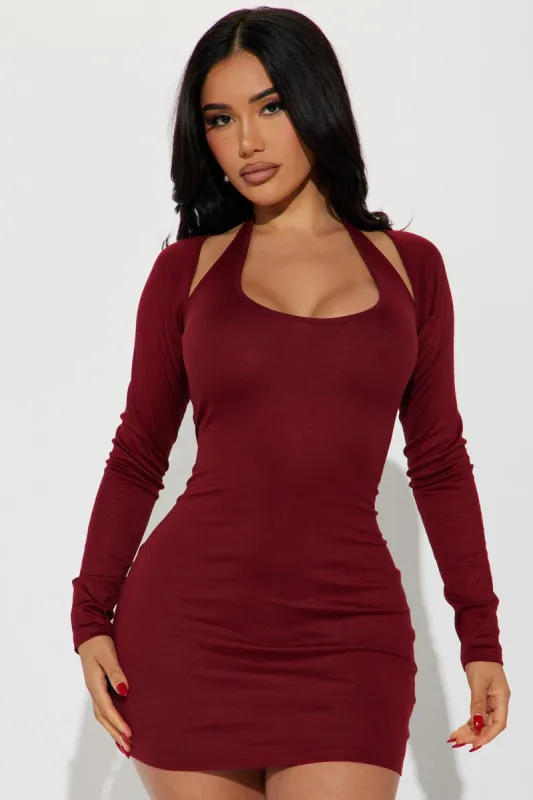 Elena Mini Dress - Burgundy sold by Fashion Nova