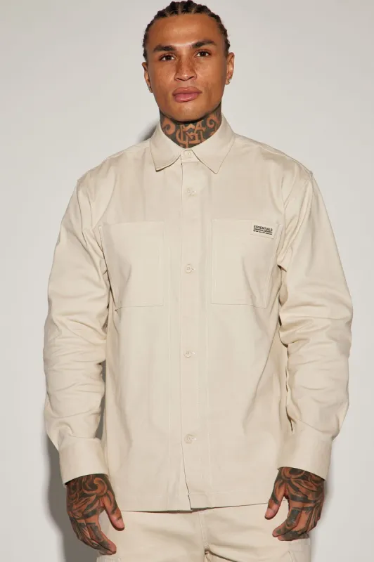 Rocky Contrast Stitch Shacket - Tan sold by Fashion Nova