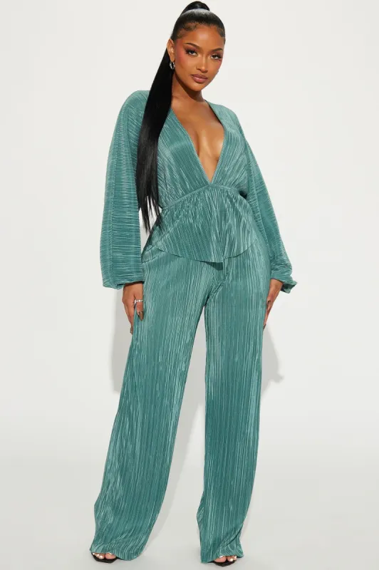 My Moment Plisse Pant Set - Sage sold by Fashion Nova