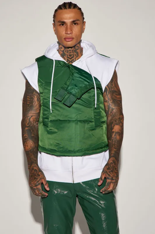 Detroit Velcro Puffer Vest - Green sold by Fashion Nova