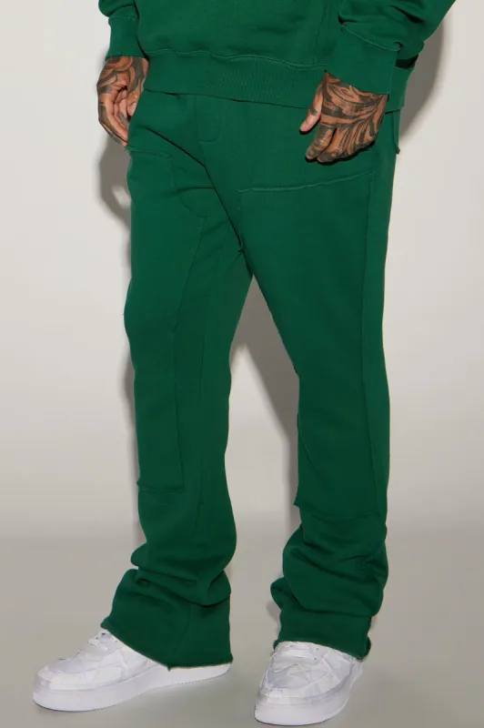 Tyson Frayed Carpenter Flared Sweatpant - Green sold by Fashion Nova