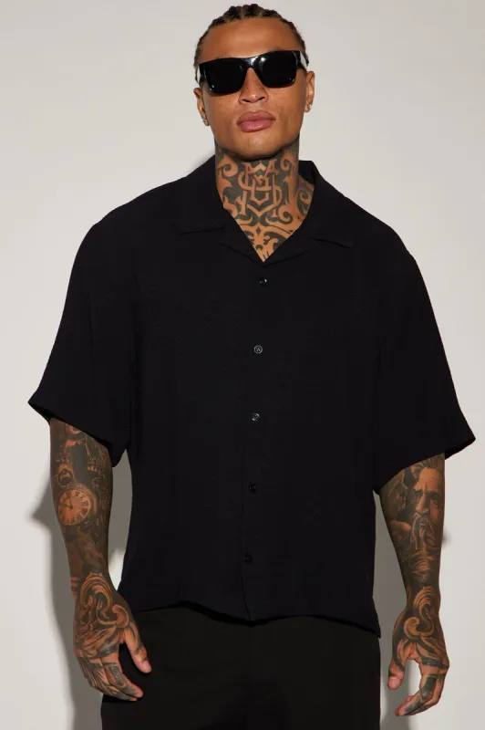 Still Textured Button Up Shirt - Black sold by Fashion Nova