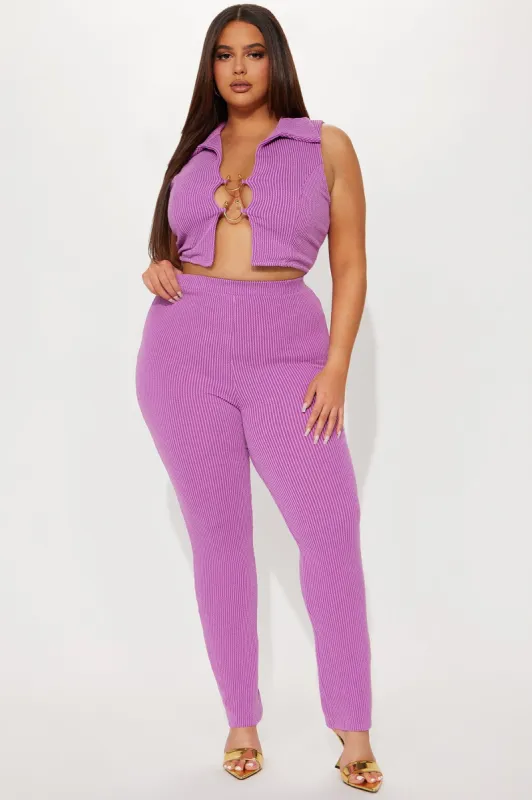Crazy Lovin Ribbed Legging Set - Magenta sold by Fashion Nova