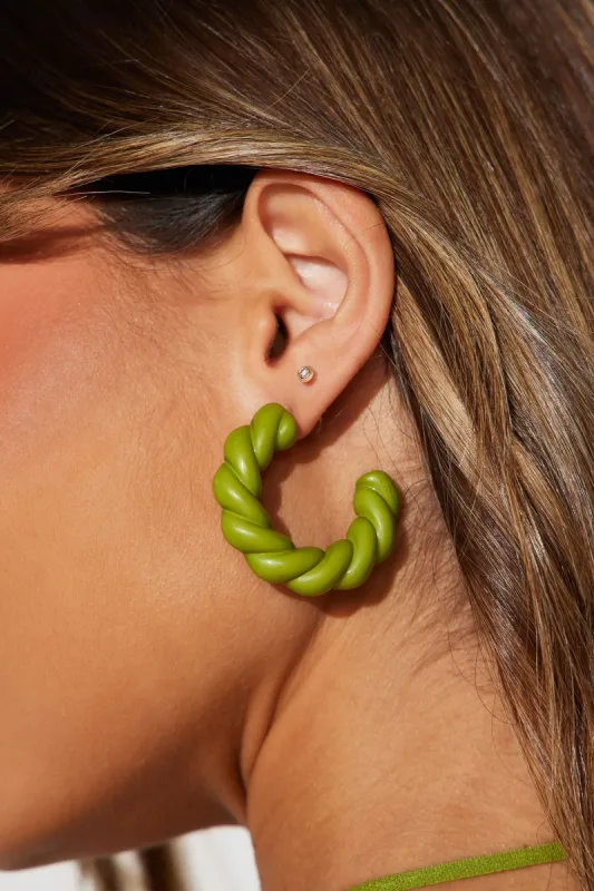 Twisted For You Hoop Earrings - Green sold by Fashion Nova