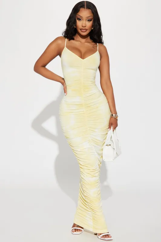 Priscilla Tie Dye Maxi Dress - Yellow sold by Fashion Nova