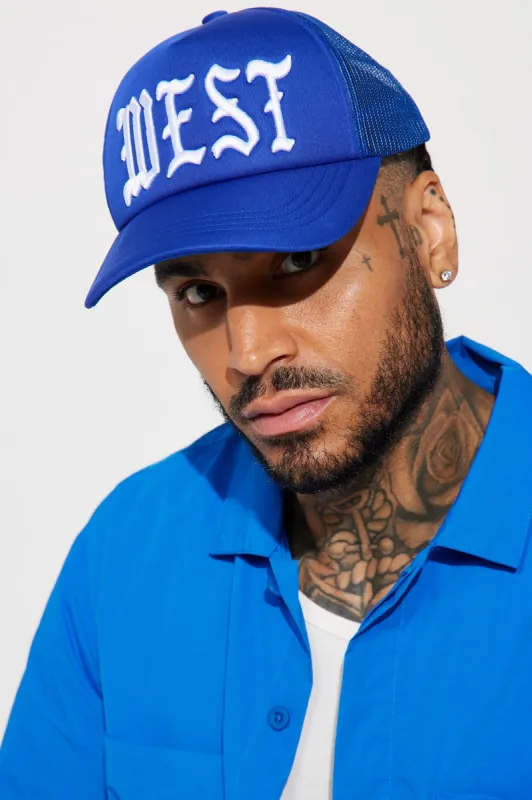 West Side Trucker Hat - Royal sold by Fashion Nova