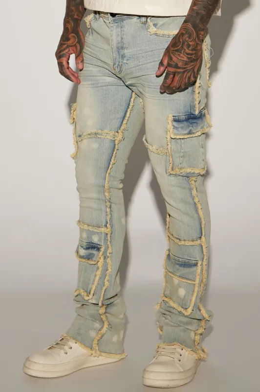 We Got This Fray Stacked Skinny Flare Jeans - Light Wash sold by Fashion Nova