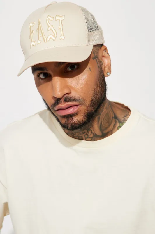 East Side Twill Trucker Hat - Stone sold by Fashion Nova
