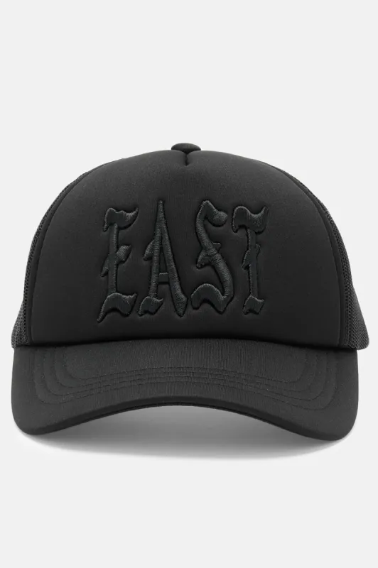 East Side Trucker Hat - Black/Black sold by Fashion Nova