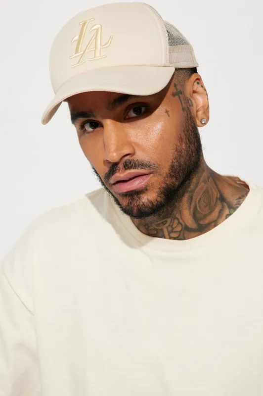 LA Trucker Hat - Stone sold by Fashion Nova