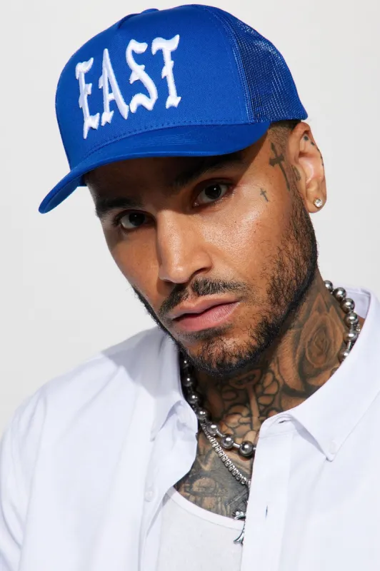 East Side Twill Trucker Hat - Royal sold by Fashion Nova