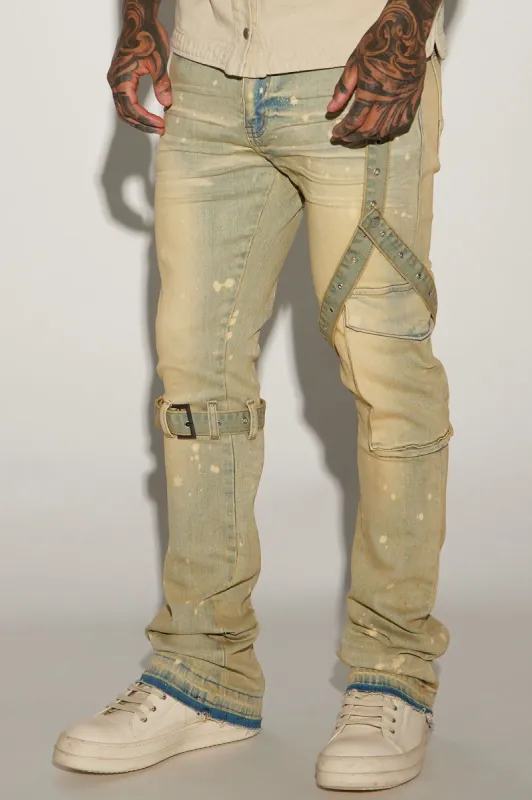 Strap Me Up Stacked Skinny Flare Jeans - Medium Wash sold by Fashion Nova