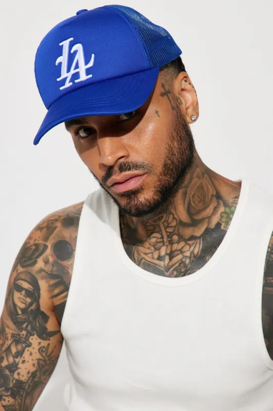 LA Trucker Hat - Royal sold by Fashion Nova
