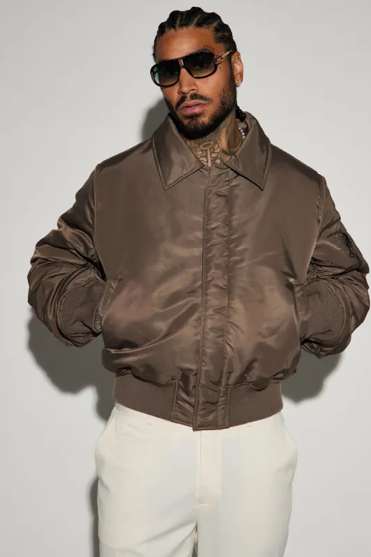 Sweet Spot Collar Bomber Jacket - Brown sold by Fashion Nova