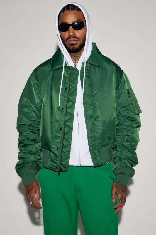 Sweet Spot Collar Bomber Jacket - Hunter sold by Fashion Nova