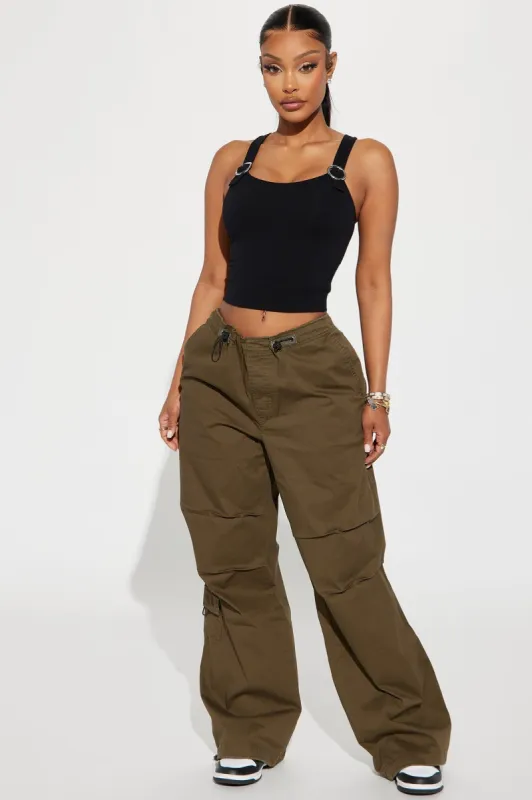 Not Giving In Parachute Pant - Olive sold by Fashion Nova