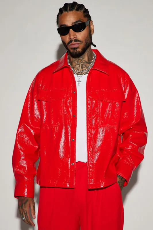 Da Baddie Faux Leather Shacket - Red sold by Fashion Nova