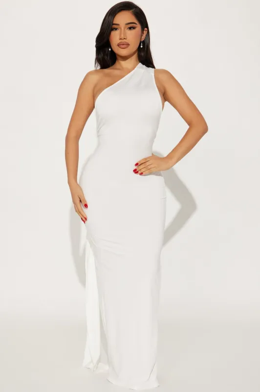 Yvette Draped Maxi Dress - White sold by Fashion Nova