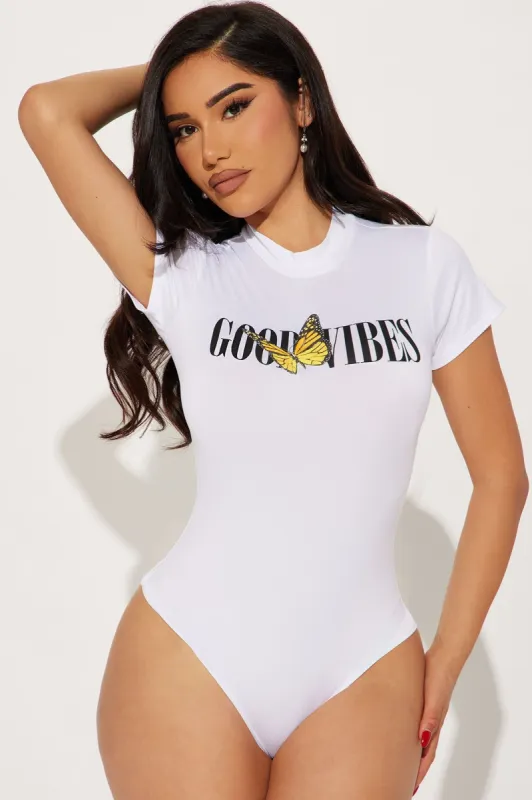 Good Vibes Butterfly Bodysuit - White sold by Fashion Nova
