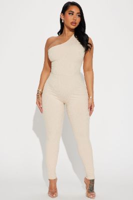 Scarlett Snatched Jumpsuit - Cream sold by Fashion Nova