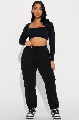 Hazel Cargo Lounge Jogger - Black made by Fashion Nova