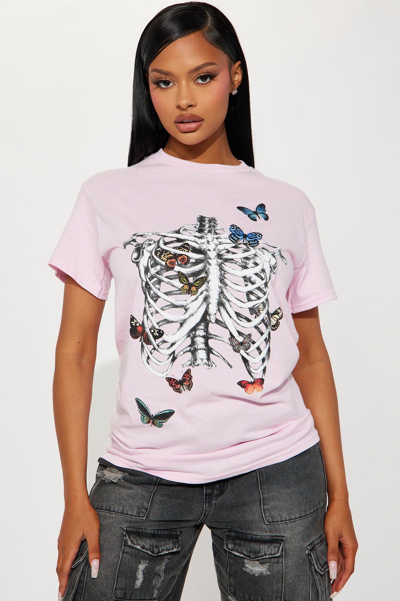 Butterfly Feels Graphic Tshirt - Pink sold by Fashion Nova