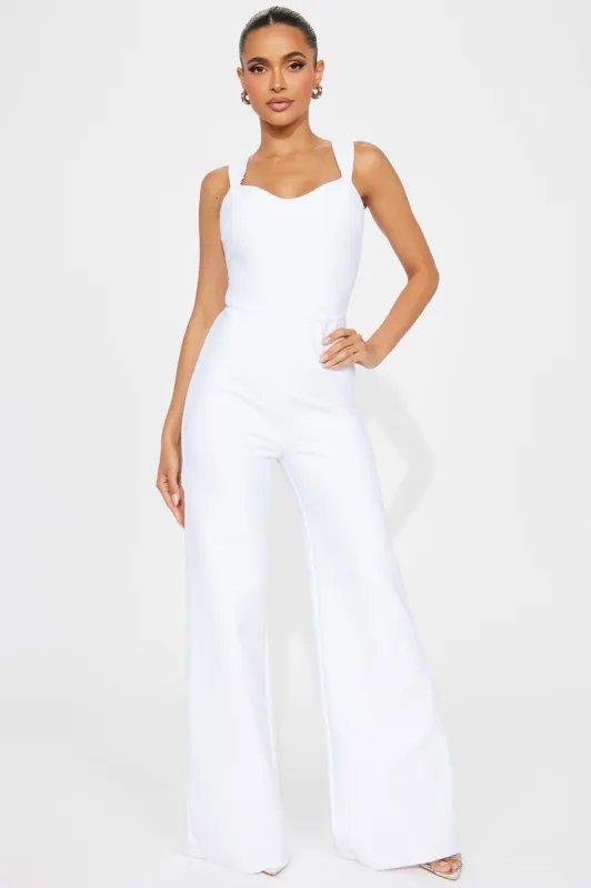 Over The Top Bandage Jumpsuit - White sold by Fashion Nova