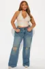 How It Goes Ripped Wide Leg Jeans - Vintage Wash sold by Fashion Nova