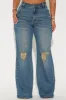 How It Goes Ripped Wide Leg Jeans - Vintage Wash sold by Fashion Nova