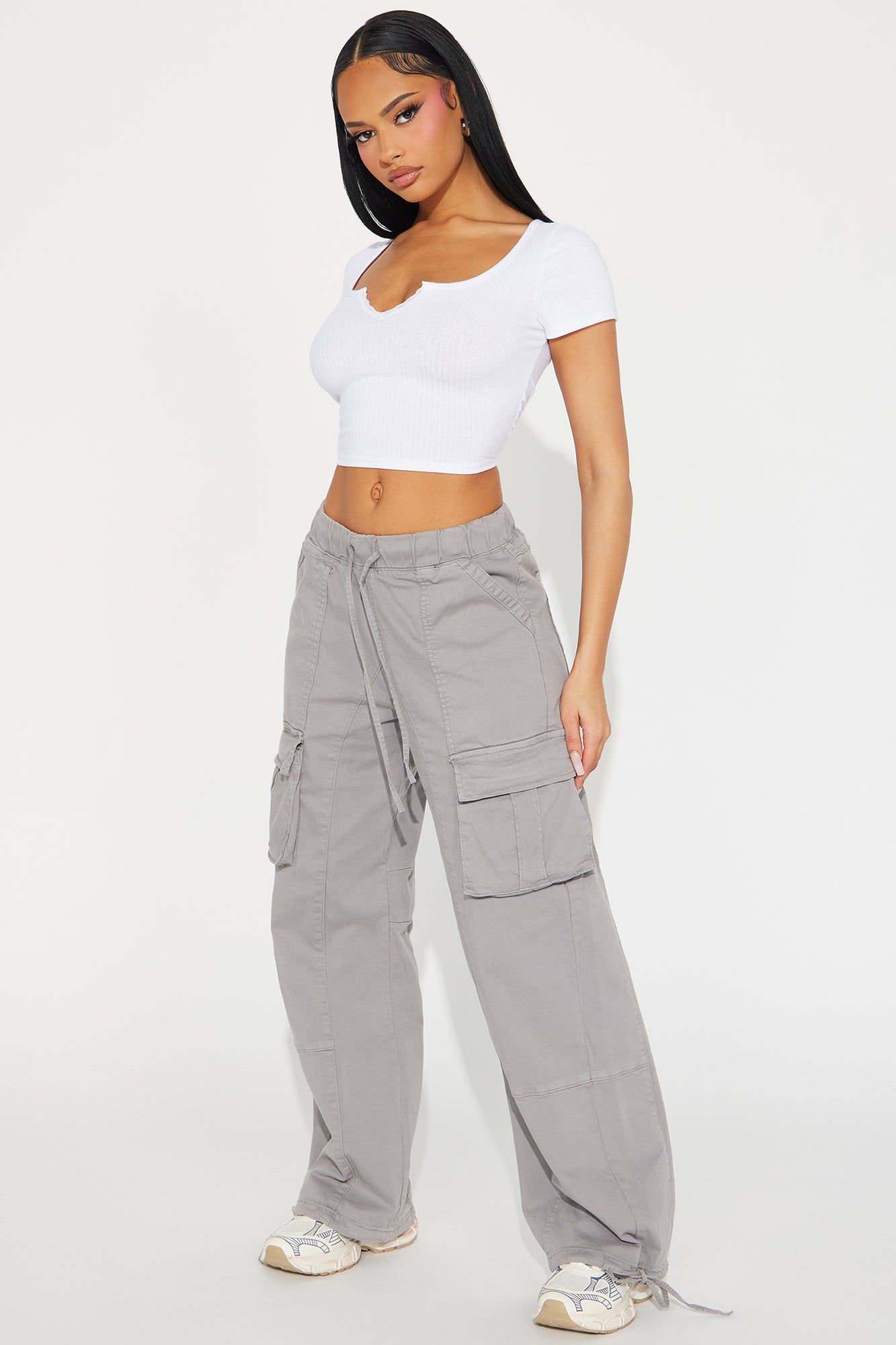 Over It Wide Leg Jogger - Grey sold by Fashion Nova
