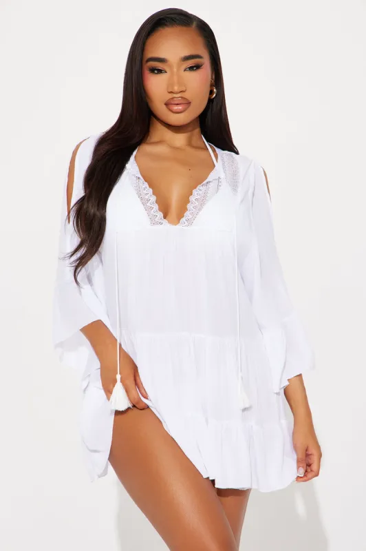 Island Sun Crochet Tiered Cover Up Dress - White sold by Fashion Nova