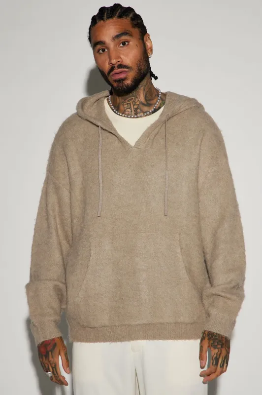 Solid Wool Hooded Sweater - Taupe sold by Fashion Nova