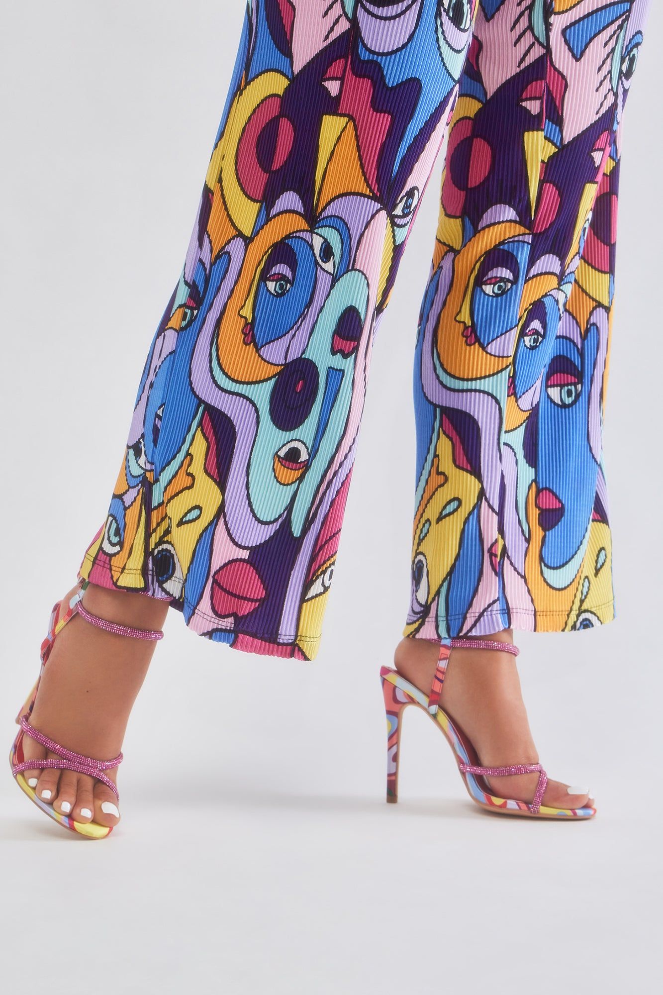 All Day All Night Heeled Sandals - Red/combo sold by Fashion Nova