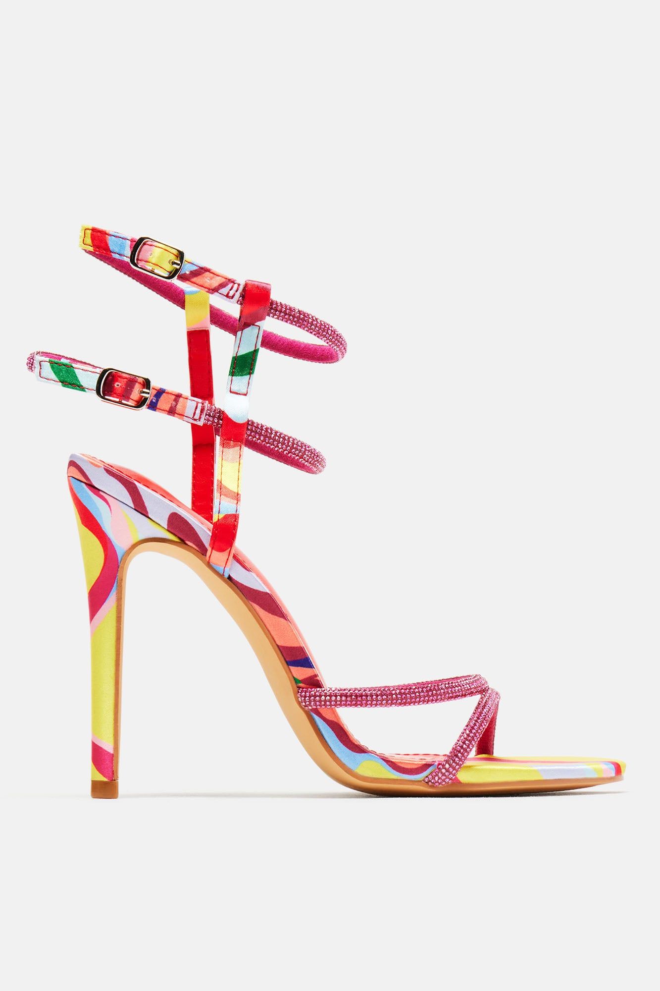 All Day All Night Heeled Sandals - Red/combo sold by Fashion Nova product image thumbnail 4